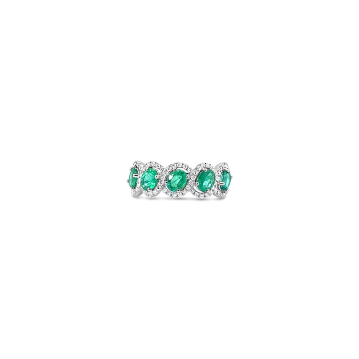 Five Stone Cluster Ring in Emerald