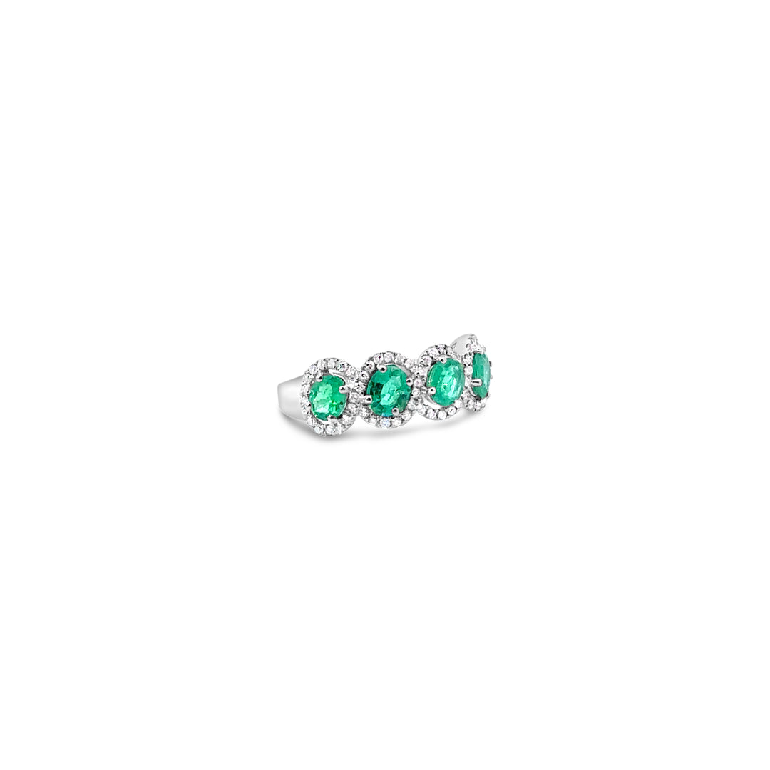 Five Stone Cluster Ring in Emerald